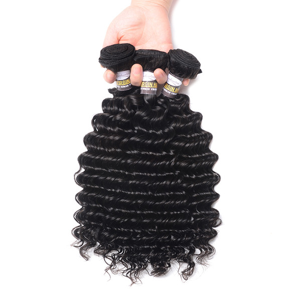 Peruvian Hair Peruvian Deep Wave Hair 3 Bundle 100% Remy Human Hair Weave Natural Color 12-28 Inch