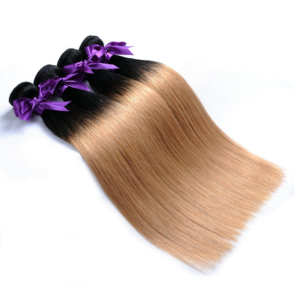 Badshop Hair 3 Tone Ombre Mongolian Straight Hair Weave Bundles 1B/4/27 Non Remy Human Hair Extensions Can buy 3 Or 4 Bundles