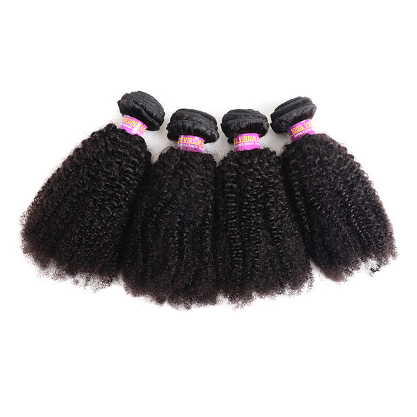 Brazilian Afro Kinky Curly Hair Weave 4 Bundles Natural Color 100% Human Hair Extensions 4B 4C Affro Curly Hair