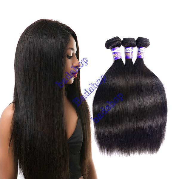 Badshop Brazilian Straight Human Hair 3 Bundles Brazilian Virgin Hair Straight 100% Unprocessed Brazilian Straight Hair Weave Bundles Soft