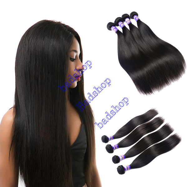 badshop Products Brazillian Hair Straight Weave 4pcs Dyeable Virgin Brazillian Straight Hair 100% Unprocessed Human Hair Extensions Soft