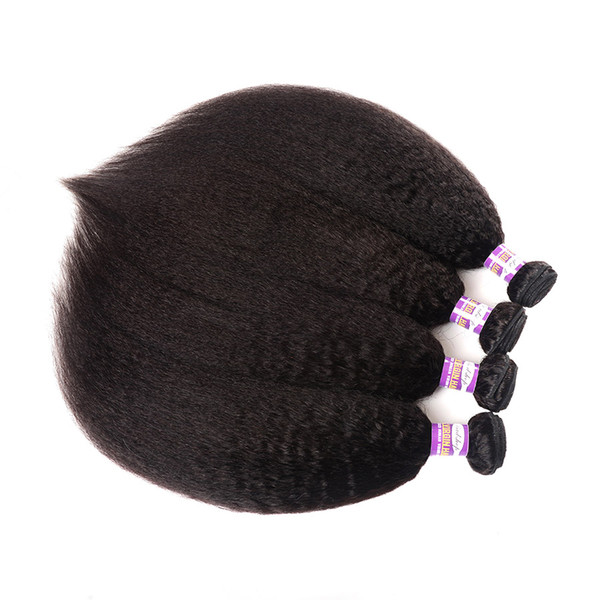 8A Indian Virgin Hair Kinky Straight Human Hair Weave 4 Bundles Deals Coarse Yaki Kinky Straight Hair Weaving Extension