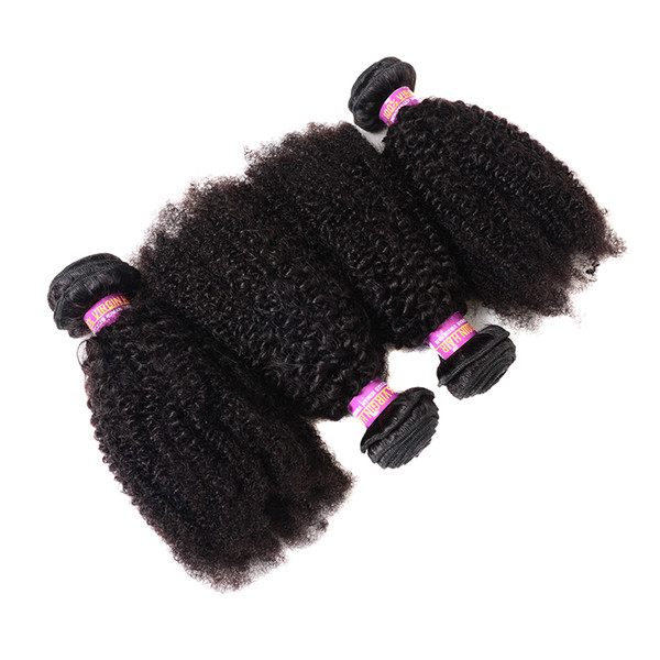 Peruvian Afro Kinky Curly Hair Weave 4 Bundles Natural Color 100% Human Hair Extensions 4B 4C Affro Curly Hair