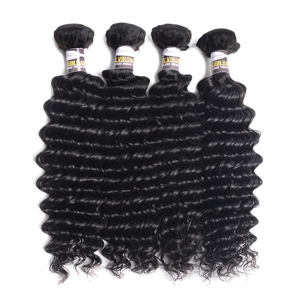 Deep Wave Hair Brazilian Deep Wave 3 Bundle 100% Remy Human Hair Extension Weave Natural Color 