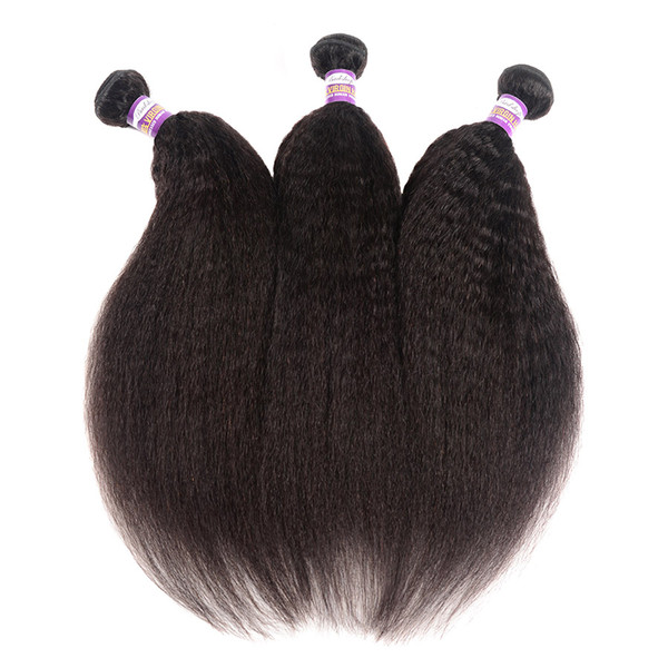 8A Brazilian Virgin Kinky Straight Hair Weaves Peruvian Malaysian Indian Mogolian Human Hair Extensions Coarse Yaki Kinky Straight Hair