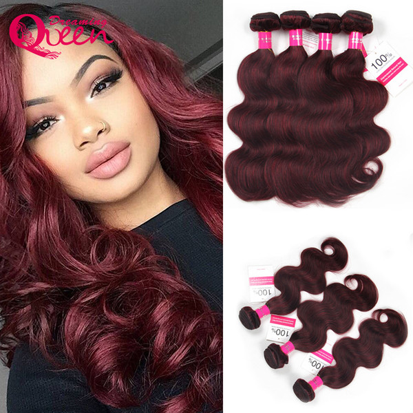 99J Burgundy Color Brazilian Body Wave 100% Virgin Human Hair Ombre Hair Extension Weave 3 Bundles Dreaming Queen Virgin Hair