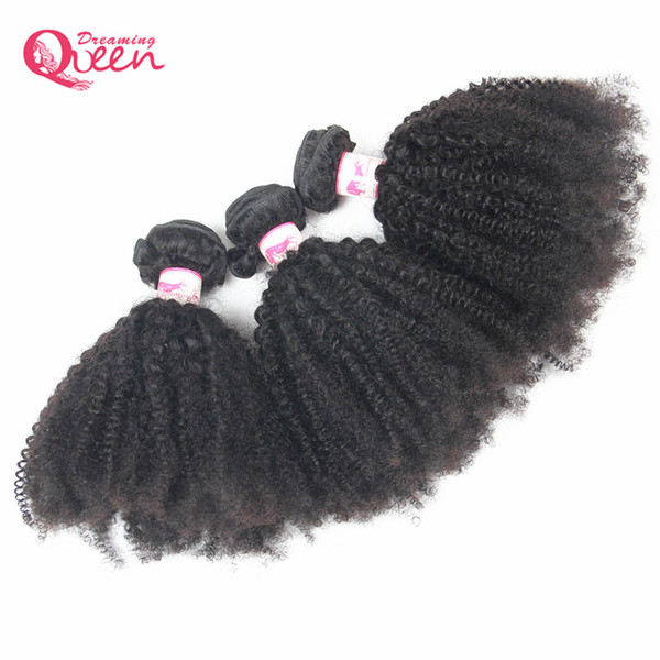 Mongolian Afro Kinky Curly Human Hair Weaves Mongolian Virgin Human Hair Bundles 3 pcs Natural Black Color 