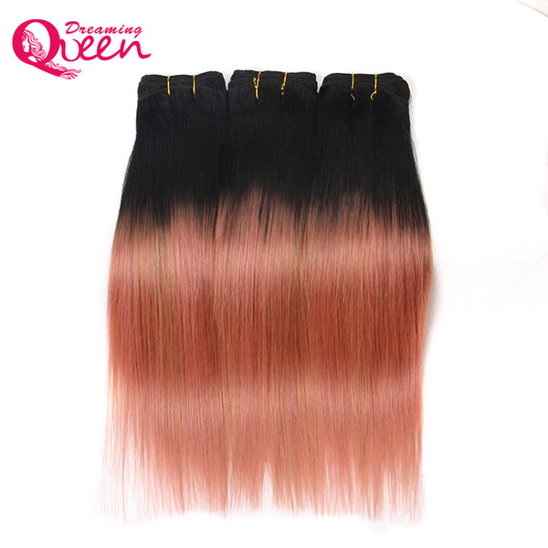 Rose Gold Color Ombre Brazilian Straight Hair Weave Extensions Rose Gold 100% Virgin Human Hair 3 Bundles Ombre Hair Weave 