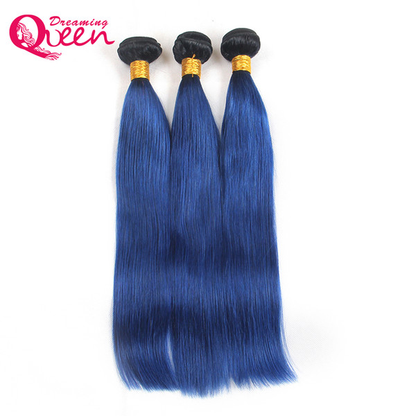 T1B Ocean Blue Color Ombre Brazilian Straight Human Hair Weave 100% Ombre Brazilian Virgin Human Hair 3 Pcs Ombre Bundles Extensions