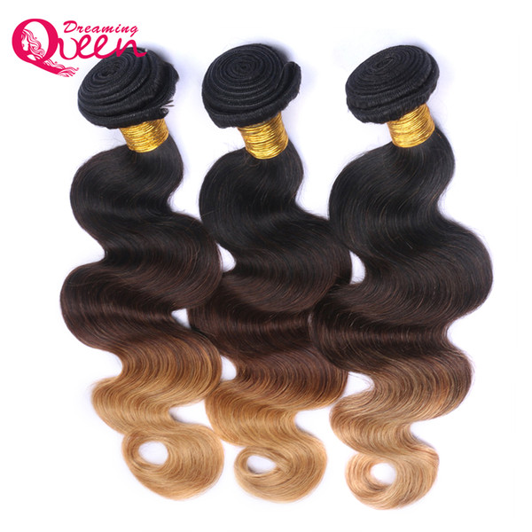 Ombre Hair Extensions Brazilian Body Wave Hair Weaves #1B 4 27 Honey Blonde Brazilian Virgin Human Hair Bundles 3 Pcs 