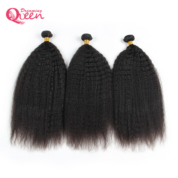 Brazilian Kinky Straight Human Hair Weaves 100% Unprocessed Brazilian Virgin Human Hair 3 Bundles Natural Black 