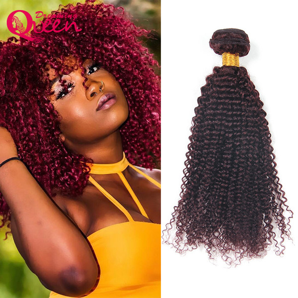 99J Burgundy Color Brazilian Kinky Curly Human Hair Extension Virgin Human Hair Weave 3 Bundles Dreaming Queen Hair 