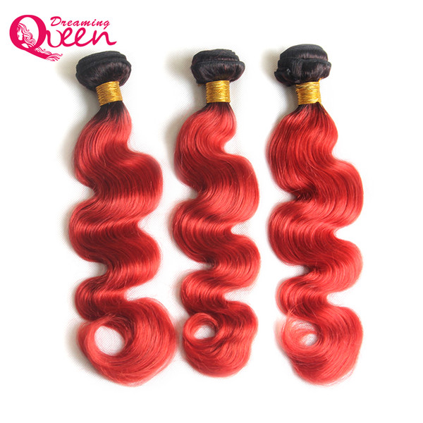 T1B Red Color Ombre Brazilian Body Wave Human Hair Weave 100% Virgin Human Hair Bundles 3 Pcs Ombre Hair Bundles Weave