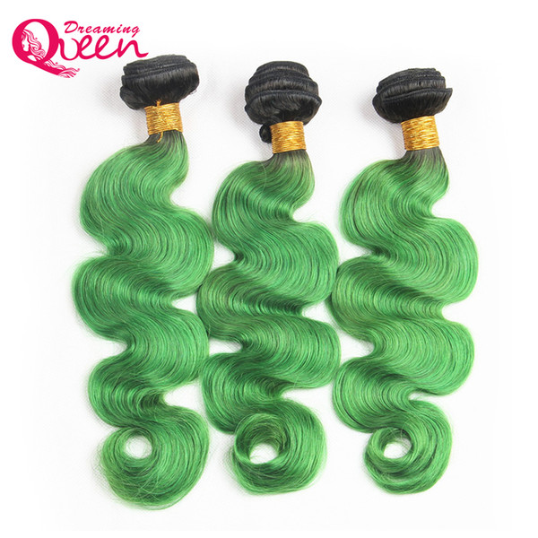 #T1B Emerald Green Body Wave Ombre Brazilian Human Hair Extensions Brazilian Virgin Human Hair Weaves 3 Bundles Ombre Hair Bundles