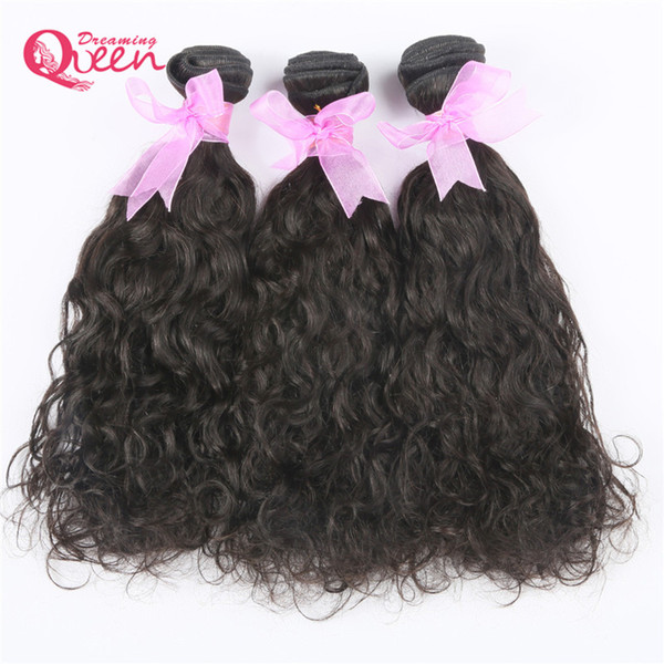 Brazilian Water Wave Human Hair Brazilian Virgin Human Hair Weaves 3 Bundles Natural Black Color 