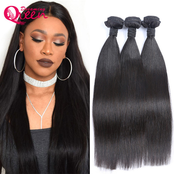 Peruvian Indian Malaysian Mongolian Cambodian Brazilian Virgin Straight Hair Weave Bundles Cheap Remy Human Hair Extensions Natural Color 1B