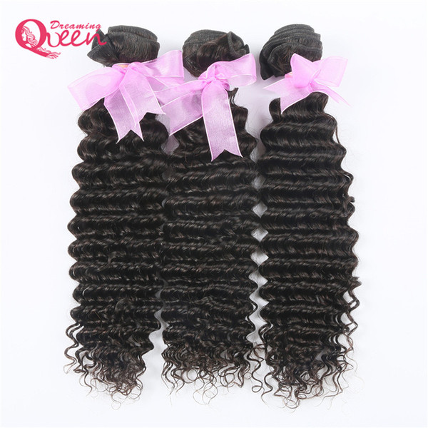 Brazilian Virgin Human Hair Brazilian Deep Wave Hair Weaves Double Weft Hair Bundles Natural Black 