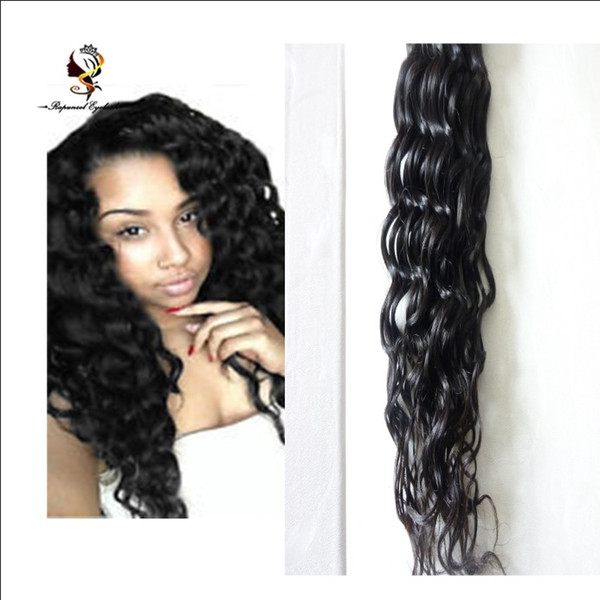 Real virgin human hair popular dark color deep wave hair extension