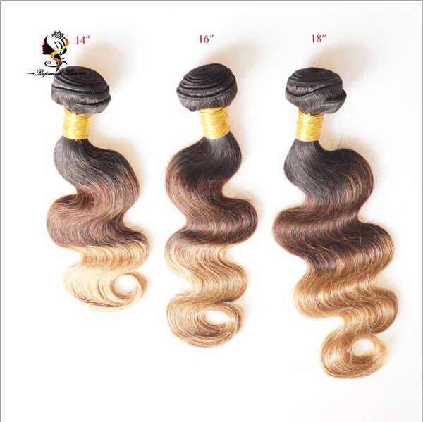 Body Wave 3 Tone Ombre Brazilian Hair Weave Bundles 1B/4/27 Non Remy Human Hair Extensions