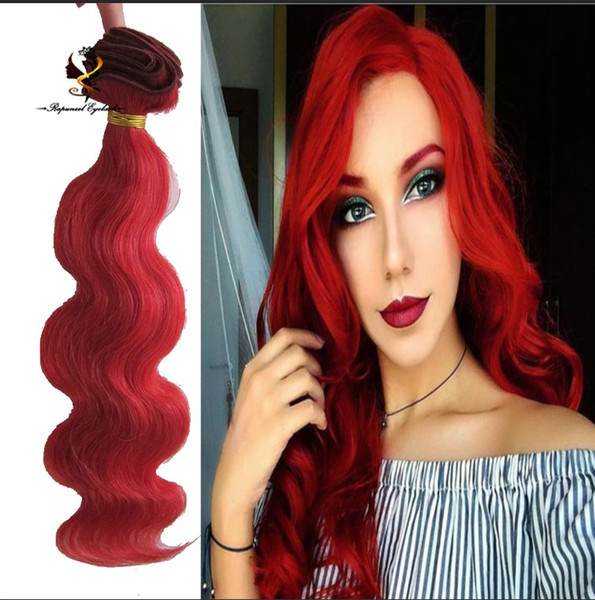 Cheap Red body wave hair weave brazilian human hair sew in weave