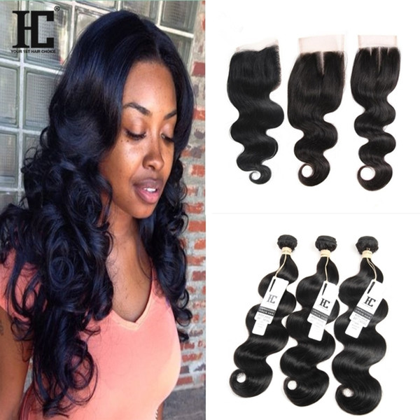 Brazilian Hair Weaves 3 Bundles Body Wave With Closure and Peruvian Malaysian Indian Hair Human Hair Extenstions