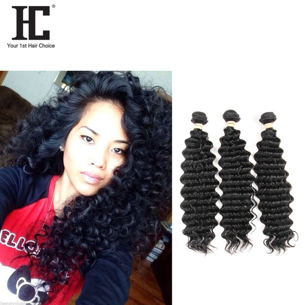 HC Hair Brazilian Remy Human Hair Weave 3 Bundles Brazilian Virgin Human Hair Bundles Deep Wave Virgin Human Weave Extensions