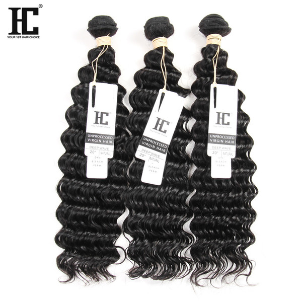 HC Hair Peruvian Virgin Hair Deep Wave Unprocessed Human Hair Weave Deep Wave Peruvian Remy Extensions 3 Bundles