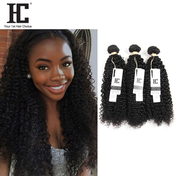 HC Hair Brazilian Kinky Curly 3 Bundles Unprocessed Virgin Human Hair Wefts Wholesale Peruvian Malaysian Indian Human Hair Extensions