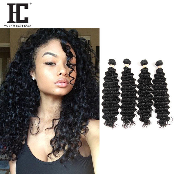 HC Hair Hot Selling!!! Deep Wave Brazilian Human Hair Weaves 100% Unprocessed Human Hair Extensions 4Bundles Brazilian Human Weave Bundles