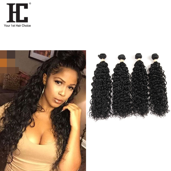 HC Hair Brazilian Human Hair Bundles Water Wave 4 Bundles Brazilian Water Wave Human Hair Unprocessed Weaves Natural Color