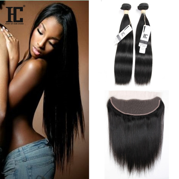 Brazilian Virgin Hair Straight With Lace Frontal 2 Bundles With 13x4 Ear to Ear Lace Frontal Closure With Bundles 100% Unprocessed Hair