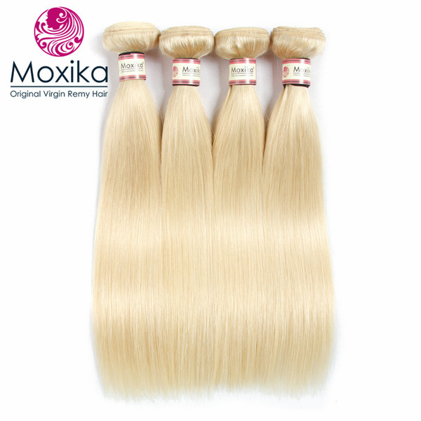 Moxika Hair Brazilian Straight Hair Weaves 3pcs 613 Blonde Human Hair Bundles 12-24 Inch Remy 100G/pcs Can Be Dye