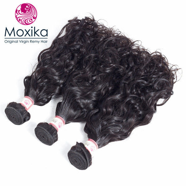 Moxika Peruvian Natural Wave Virgin Hair Weav 4 Bundles 8-28 Inches Natural Color Human Remy Hair Water Wave