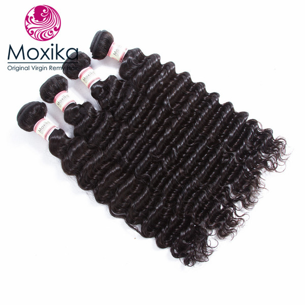 Moxika 4 Bundles Deep Wave Peruvian Hair Extensions 400g 100% Unprocessed Peruvian Virgin Hair Human Hair Weave