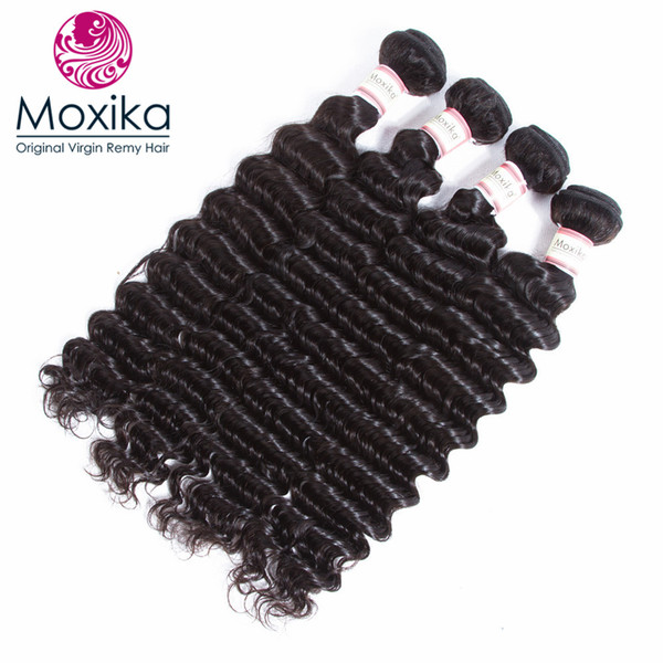 Moxika Deep Wave 4 Bundles Malaysian Virgin Hair Weave 100g/pc 100% Unprocessed Human Remy Hair Extensions