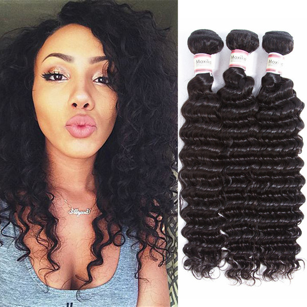 Moxika Unprocessed Virgin Peruvian Hair Deep Wave 100% Human Remy Hair Deep Wave 8-28 Inches 3 pieces Can Make A Head