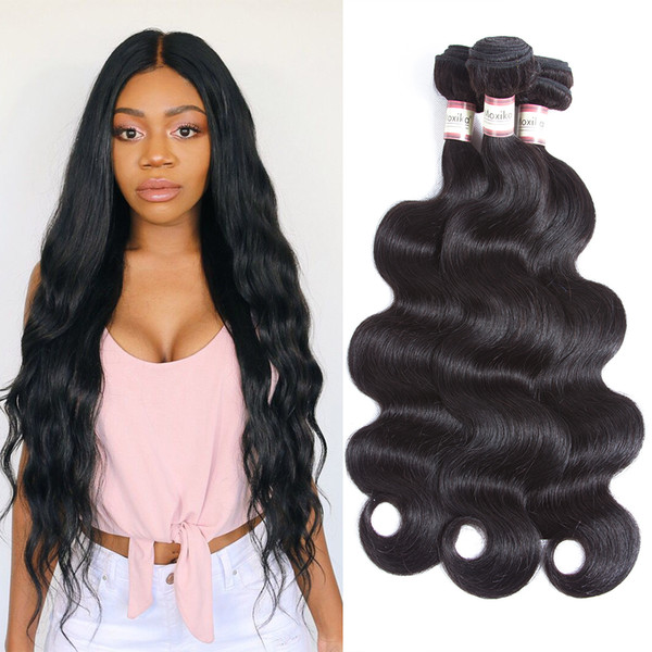 Moxika Peruvian Straight Hair Extensions 1 bundle 100% Human Hair Weave Bundles can buy 3/4pcs 8-28Inch Natural Black Remy