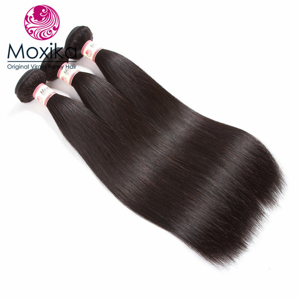 Moxika Peruvian Virgin Hair 3 Bundles Straight Hair 100% Unprocessed Virgin Human Hair Weae Bundles 8-28 Inches