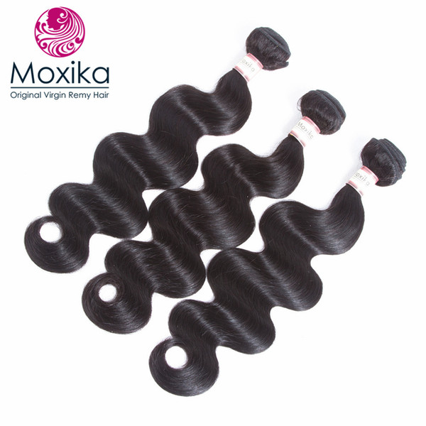 Moxika Body Wave Malaysian Virgin Hair 3 pcs/lot Natural Color Unprocessed Virgin Human Hair Extensions 