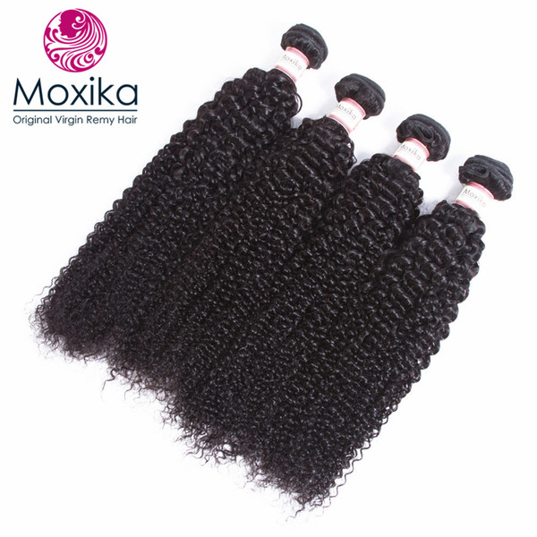 Moxika Kinky Curly Malaysian Virgin Hair Weave 4 Bundles 8-28 Inches 100g/pc Remy Human Hair Extensions