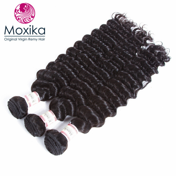 Moxika Deep Wave Malaysian Virgin Hair Weave 3 Bundles 100g/pc Malaysian Deep Wave Human Hair Extensions