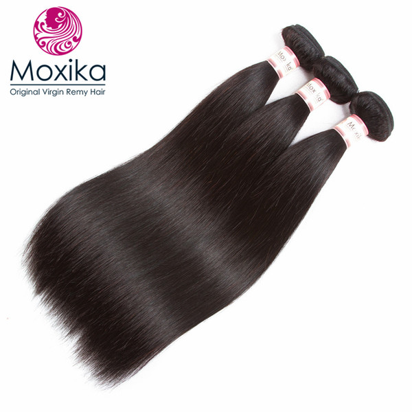 Moxika Malaysian Virgin Hair Straight 3 Bundles 8-28 Inches Mixed Length Unprocessed Remy Human Hair Weave Bundles