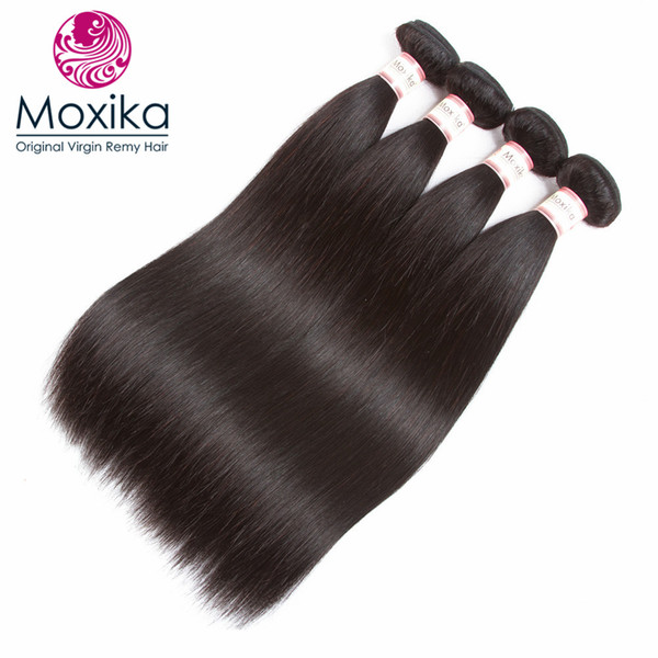 Moxika Straight Virgin Malaysian Hair Weave 4 Bundles Natural Color Unprocessed Human Remy Hair 