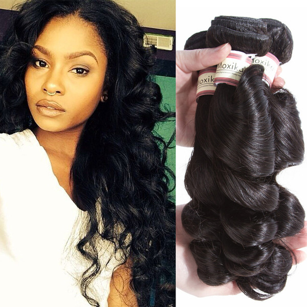 Moxika Brazilian Loose Wave Virgin Human Hair 3 Bundles Natural Color Unprocessed Virgin Brazilian Hair Weave