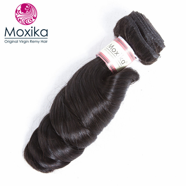 Moxika Hair Brazilian Loose Wave Human Hair 1 Bundle 100% Loose Hair Weaves 8-28inch Natural Black Remy Thick And Full