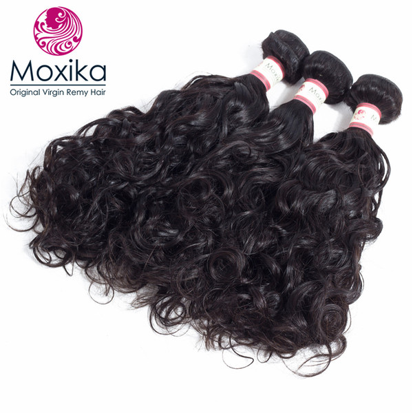 Moxika Water Wave Malaysian Virgin Hair 4 pieces Unprocessed Virgin Human Hair Weave Bundles Natural Color