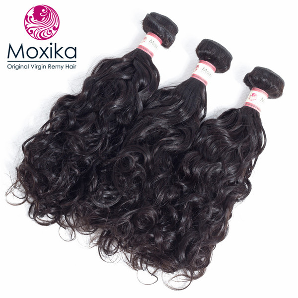 Moxika Malaysian Water Wave Virgin Hair 3 Bundles Unprocessed Virgin Human Hair Weave Bundles Natural Color