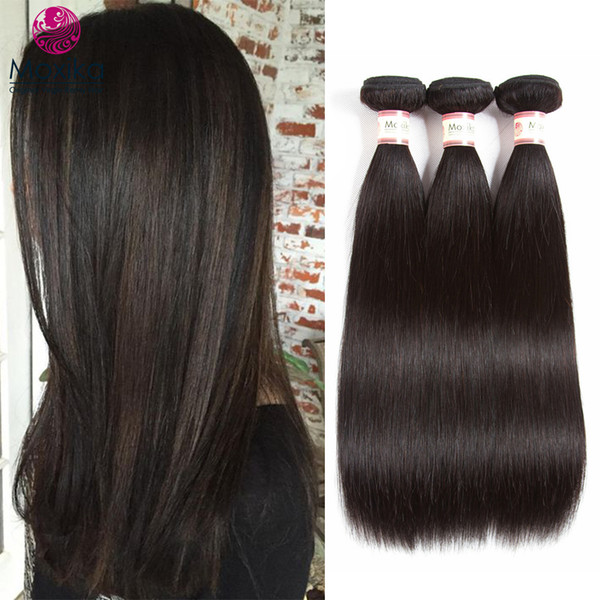 Moxika 3 Bundles Peruvian Straight Virgin Hair 8-28 Inches Virgin Human Remy Hair Extensions 100g/pc