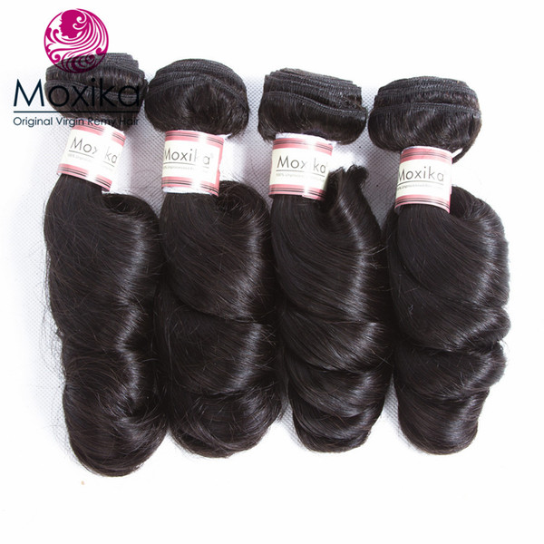 Moxika Human Virgin Hair Loose Wave 4 pcs/lot Brazilian Hair Weave Bundles 100% Human Remy Hair 