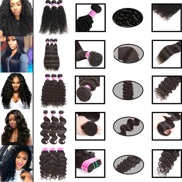 Brazilian Virgin Hair Body Wave Bundles 100% Unprocessed 8A Straight Hair Extensions Water Wave,Deep Wave,Kinky Curly Human Hair Weaves